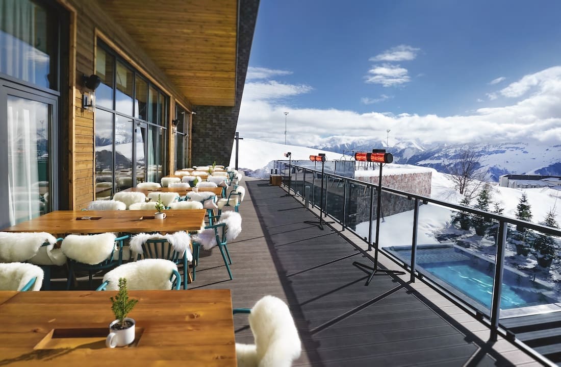 Gudauri ski resort lodge with mountain views