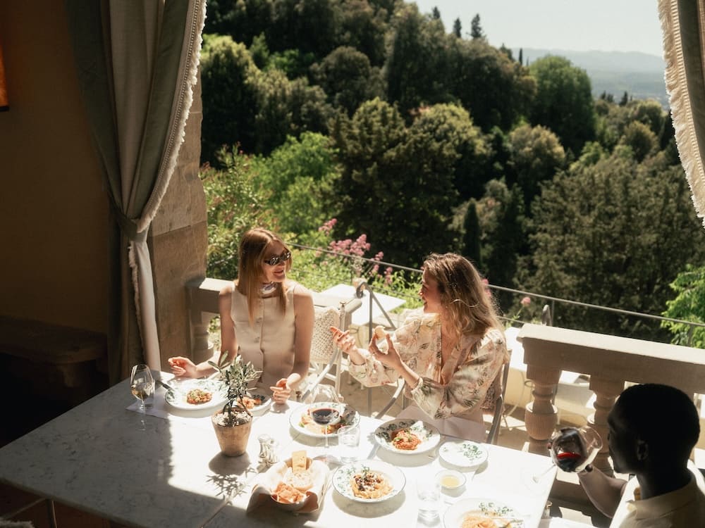 two friends on the terrace