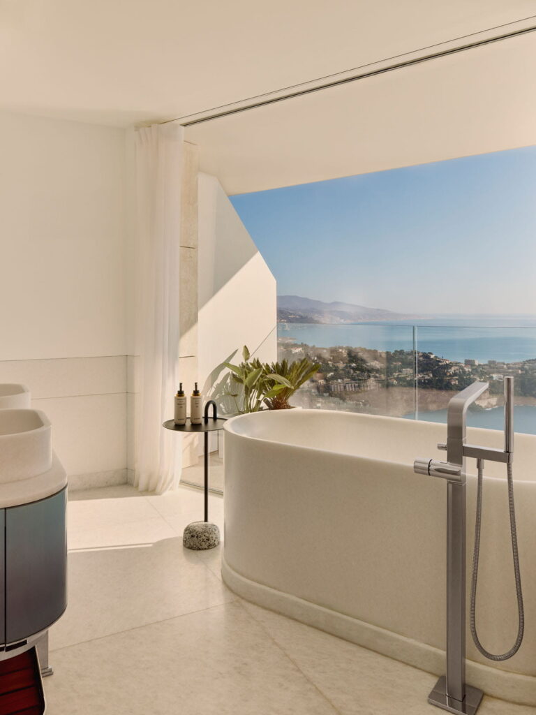 the bathrooms overlooking the sea